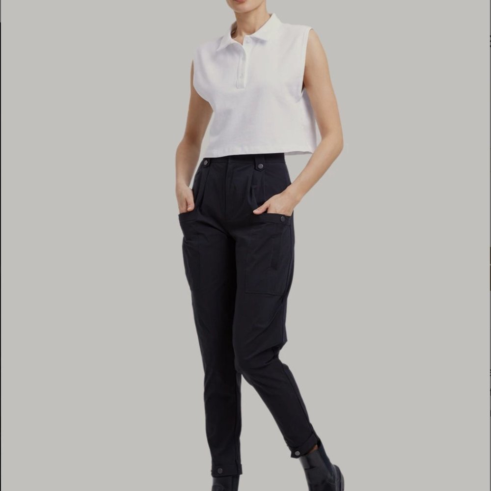 Gentle Herd - Pocket Taper Cotton-Blend Ankle Pants, Black (S)